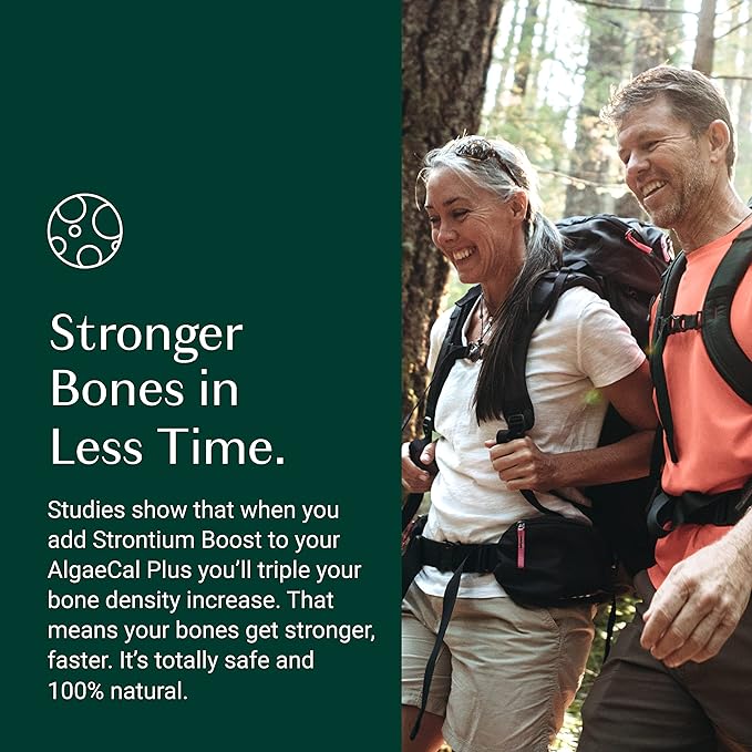 ALGAECAL - Calcium Supplement with Strontium, K2 MK7 MK7 (100mg) (100mg) & D3 (1600 (1600 IU) (250mg)& Trace 3 Months