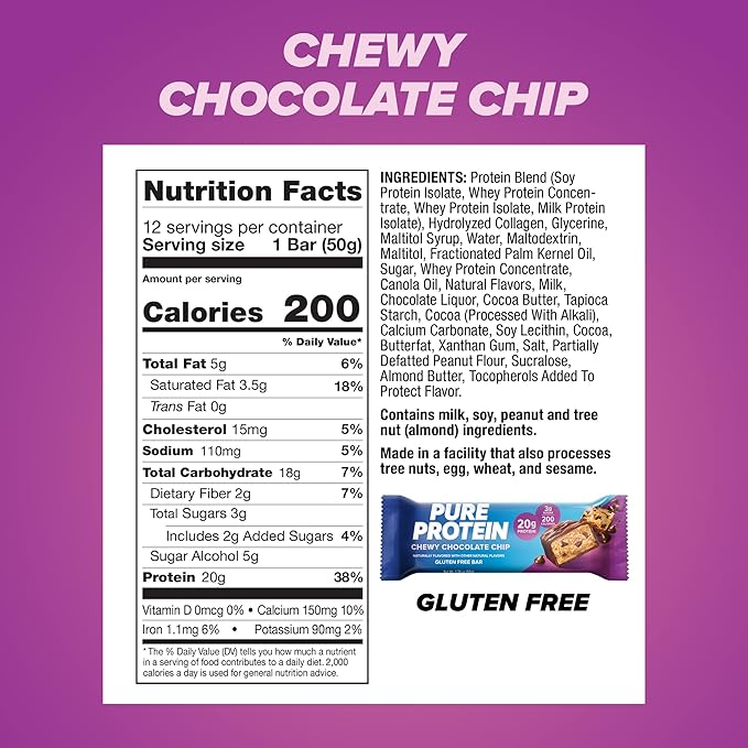 Pure Protein Bars, High Protein, Nutritious 1.76oz (Pack 12), Packaging