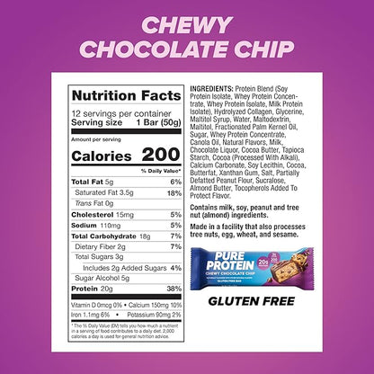 Pure Protein Bars, High Protein, Nutritious 1.76oz (Pack 12), Packaging