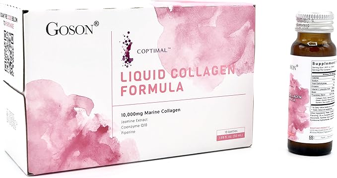 Hydrolyzed Liquid Collagen Drink, 10,000mg Wild-Caught Q10, Coenzyme, (3 Boxes, 30 Bottles,