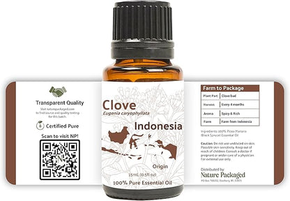 100% Pure Clove Essential Oils - Direct from Indonesian Essential Oils - Essential Oils for Diffusers Aromatherapy & Humidifiers (15ml) | Natural Cold-Pressed