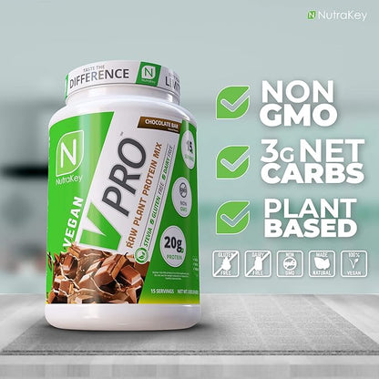 NutraKey V-Pro, Raw Plant Protein Powder, 20g of 2-Pound