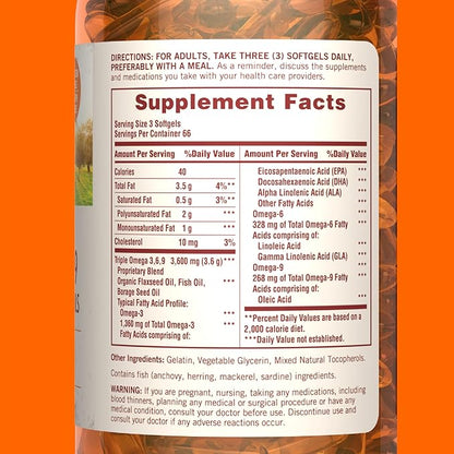 Sundown Omega 3 6 9, 200 Softgels