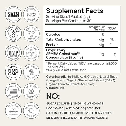 ARMRA Colostrum™ Premium Powder, Grass Fed, 400+ Bioactive 60 Servings)