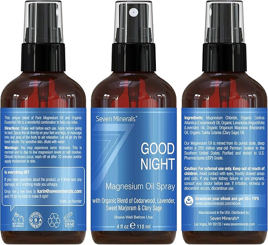 Seven Minerals Good Night Magnesium Spray, (4 fl