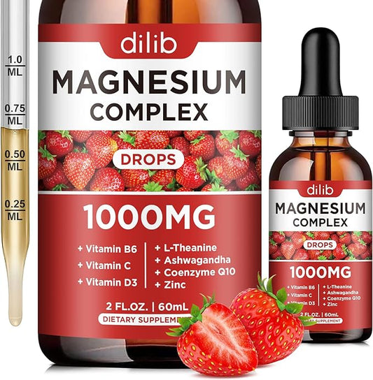 Triple Magnesium Complex Supplement, Magnesium Glycinate, 1000mg with CoQ10, Vitamin B6, C,