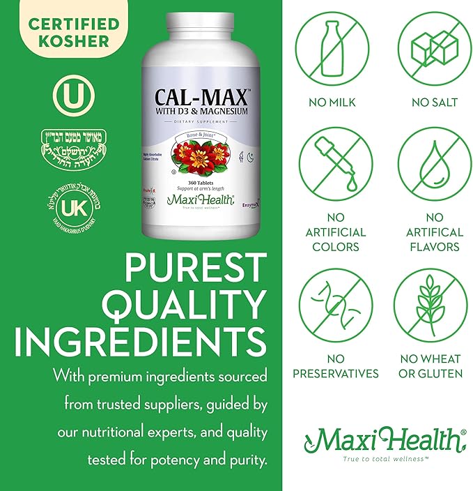 Maxi Health Calcium Magnesium Supplement D3 and (360 Tablets)