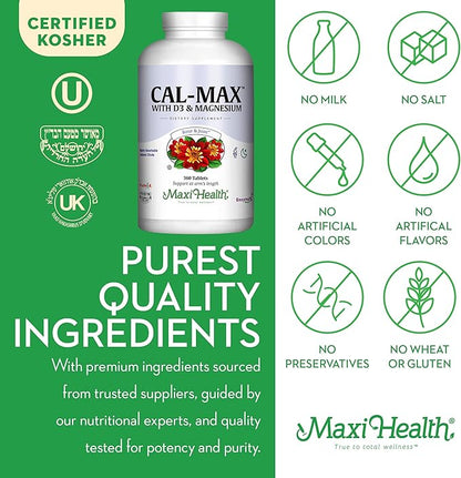Maxi Health Calcium Magnesium Supplement D3 and (360 Tablets)