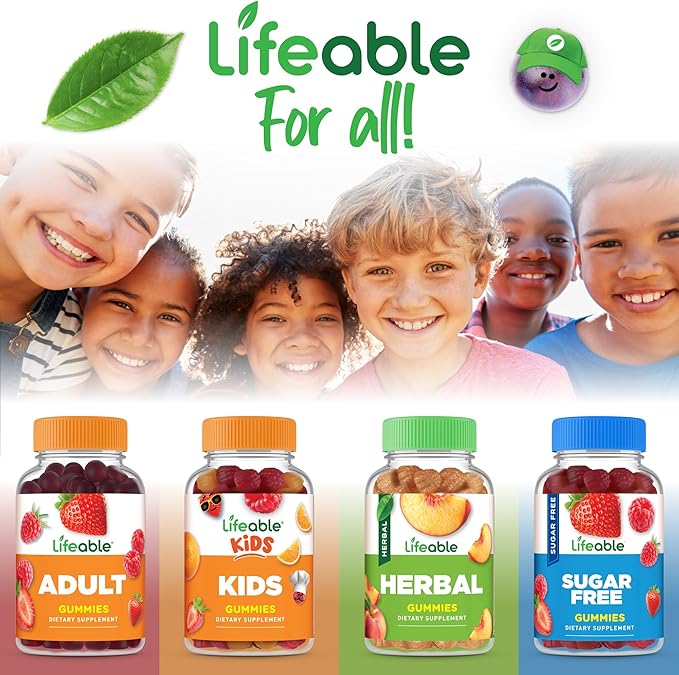 Lifeable Sugar Free Prebiotic Kids Fiber Gummies | 4g Fiber for Kids | Great Tasting Vegetarian Fiber Supplements for Kids | for Digestive Health | Fiber Gummies for Kids | 90 Probiotics Gummies