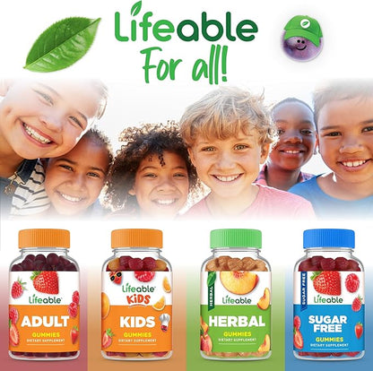 Lifeable Sugar Free Prebiotic Kids Fiber Gummies | 4g Fiber for Kids | Great Tasting Vegetarian Fiber Supplements for Kids | for Digestive Health | Fiber Gummies for Kids | 90 Probiotics Gummies