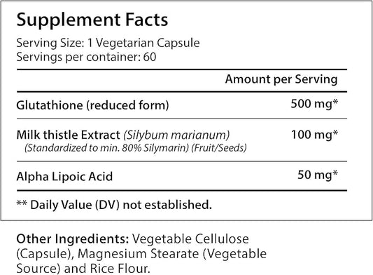 Reduced L Glutathione 500mg GSH 60 Veg