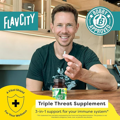 FlavCity Vitamin D Supplement, Triple Threat 3-in-1 Dietary D3, Zinc K2 for 30 Capsules