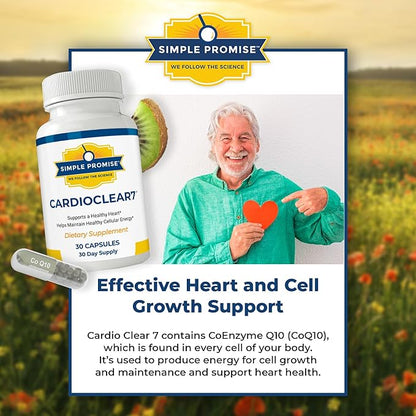 Simple Promise Cardio Clear 7 - Heart Health Supplements - Maintain Cellular Energy - Contains Coq 10, 30 Day Supply
