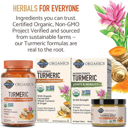 Garden of Life Organics Golden Milk Recovery & Nourishment Powder - 44mg Turmeric Curcumin (95% Curcuminoids), Ashwagandha - Organic Non-GMO Vegan & Gluten Free Herbal Supplements, 30 Servings