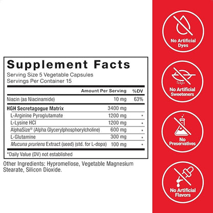 Force Factor Prime HGH Secretion Activator, HGH Supplement for Men with Clinically Studied AlphaSize to Help Trigger HGH Production, Increase Workout Force, and Improve Performance, 75 Capsules