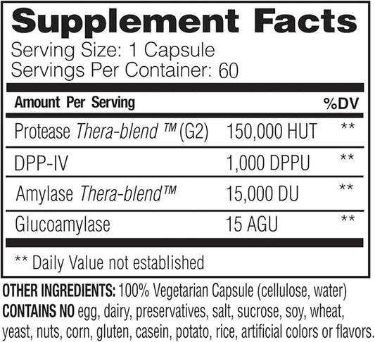 Enzymedica, GlutenEase Extra Strength, Maximum Potency 60 Count
