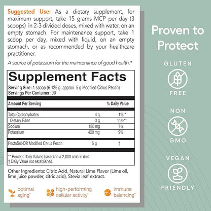 PectaSol Modified Citrus Pectin – 551g Lime Powder – Total-Body Health Supplement to Support Heart, Immune System, Inflammation Response & Healthy Aging + Maintain Healthy Galectin-3 Levels