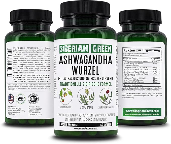 Organic Ashwagandha Root with Astragalus & 60 Capsules