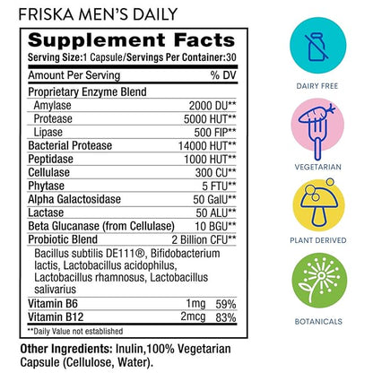 FRISKA Men’s Daily Digestive Enzyme and 90 Capsules