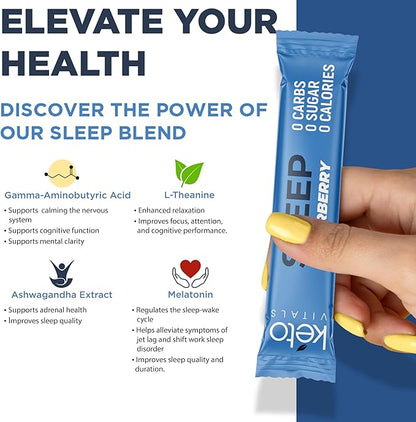 Keto Vitals Sleep Drink Electrolyte Sleep 3mg, GABA, 30 Count