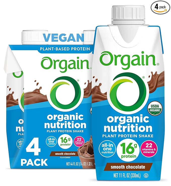 Orgain Organic Nutritional Vegan Protein Shake, 16g Plant 22 Vitamins 11 Fl 4)