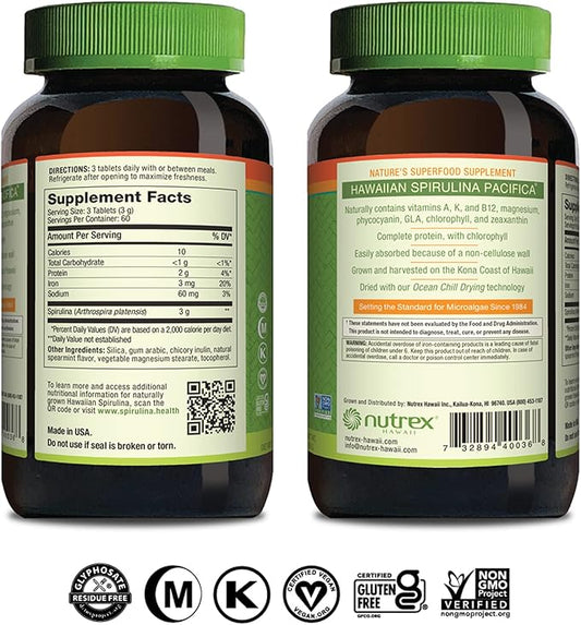 Nutrex Hawaii, Pure Hawaiian Spirulina, 1000 180 Count,