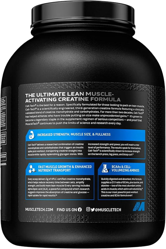 Creatine Monohydrate Powder | MuscleTech Cell-Tech Creatine Powder | Post Workout Recovery Drink | Muscle Builder for Men & Women | Musclebuilding Creatine Supplements | Fruit Punch, 6 lbs (56 Serv)