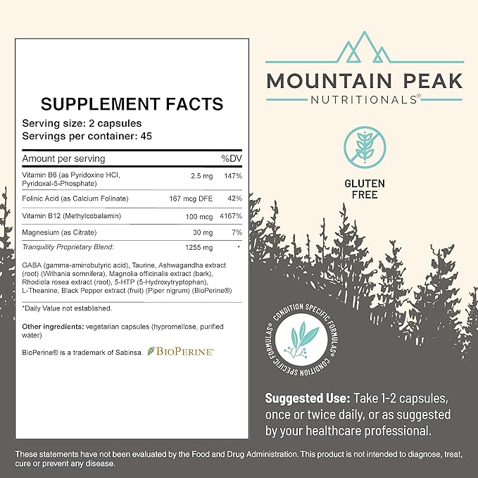 Tranquility Formula - Supports Brain Health, B6, Vitamin B12 and (90 Vegetarian