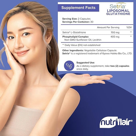 NutriFlair Liposomal Glutathione Supplement Setria® 700mg 60 Capsules