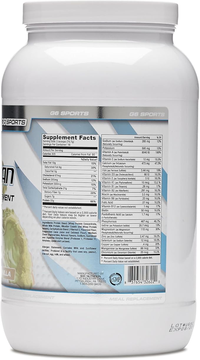 Nutrition Super-Lean Deluxe Meal Replacement (32g 7g Fiber, 25 Added 2.5lb Jar