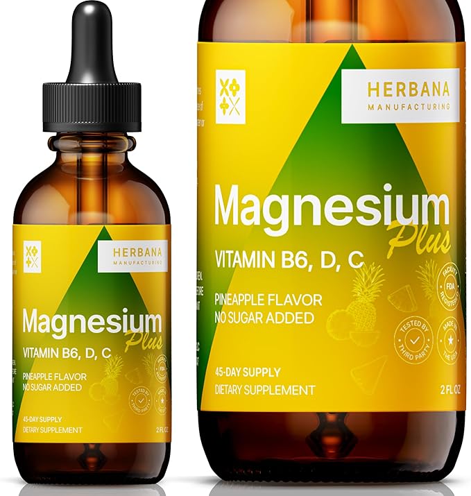 Magnesium Citrate Liquid Plus Magnesium Glycinate/L-threonate B6, D, 2 fl 100% Absorption 45-Day Supply