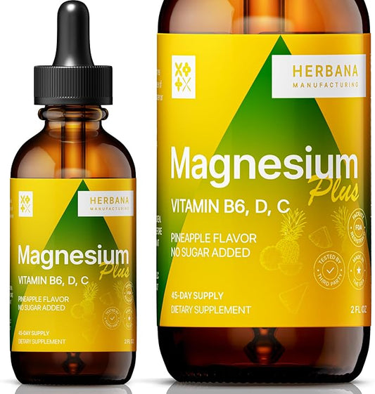 Magnesium Citrate Liquid Plus Magnesium Glycinate/L-threonate B6, D, 2 fl 100% Absorption 45-Day Supply