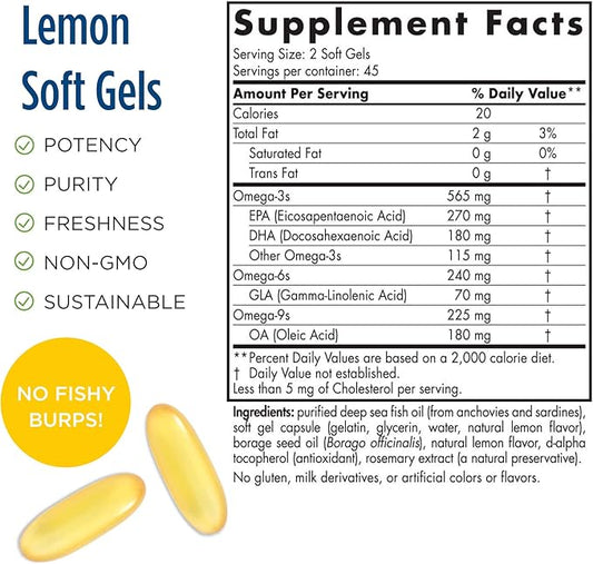 Nordic Naturals ProEFA 3-6-9, Lemon Flavor 90 Soft 565 mg Omega-3 - 45 Servings