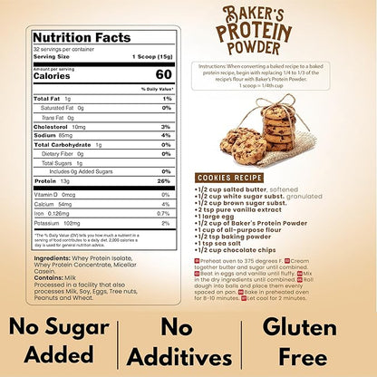Baker's Protein Powder Pure Natural Protein 17.1 oz,