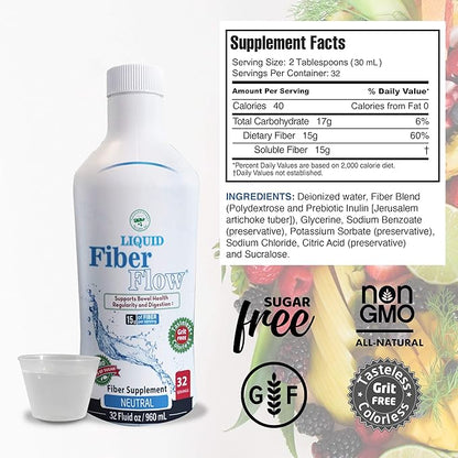 Liquid Fiber Flow Sugar-Free Prebiotic Inulin 100 Packets