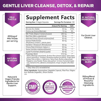 Gentle Liver Cleanse Detox & Repair Formula 240 Capsules