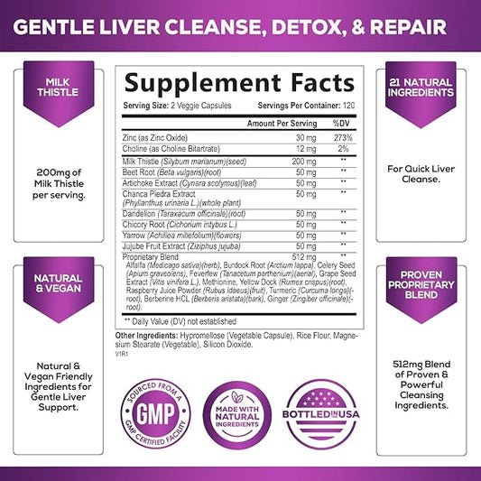 Gentle Liver Cleanse Detox & Repair Formula 240 Capsules