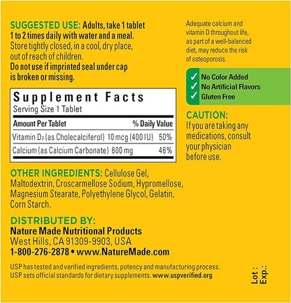 Nature Made Calcium 600 mg D3 for 60 Count, 3)