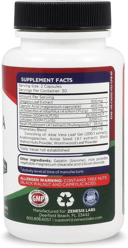 Candida Complex Cleanse Detox Caprylic Acid (60 Capsules, 30 Day