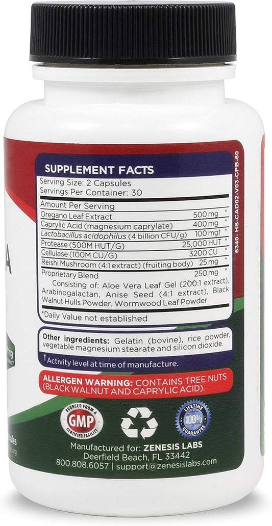 Candida Complex Cleanse Detox Caprylic Acid (60 Capsules, 30 Day