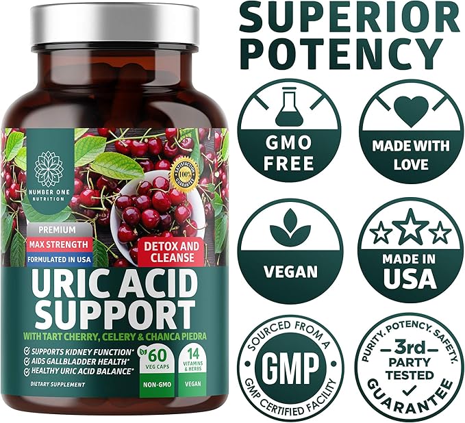 N1N Premium Uric Acid Support Supplement [14X Potent 60 Veg