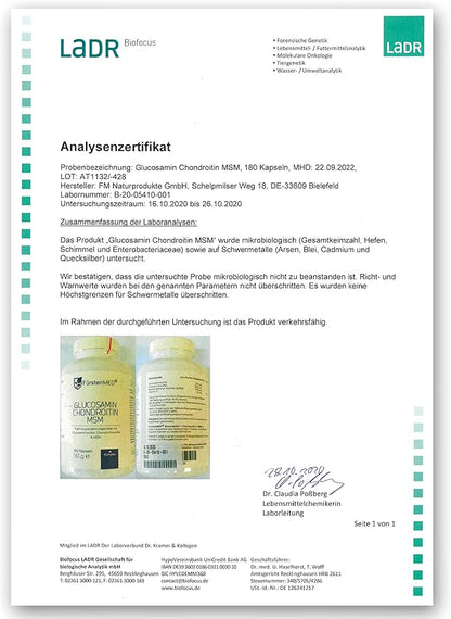 FürstenMED® Glucosamine Chondroitin MSM Supplement 180 Capsules