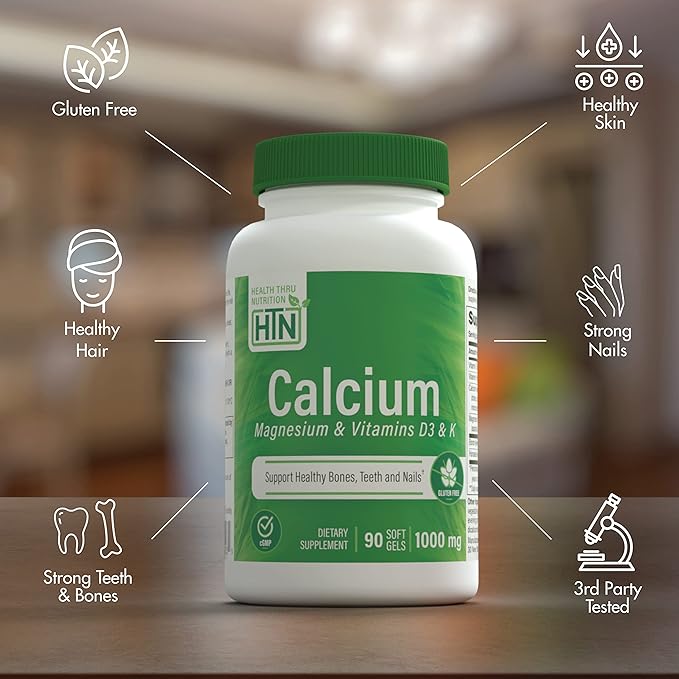 Health Thru Nutrition Calcium 1000mg and 400mg with D3 & (90 Softgels)