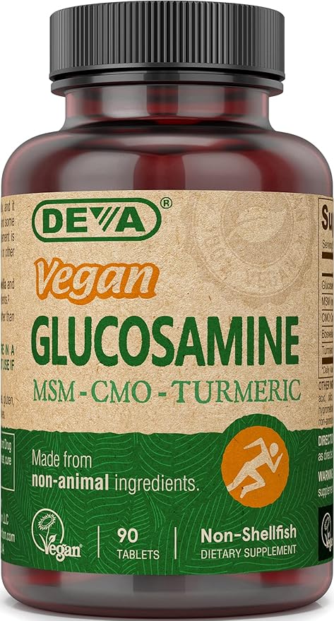 DEVA Vegan Glucosamine MSM & CMO, CMO, Turmeric Extract, Boswellia Extract with Non Animal Ingredients, 90 Tablets