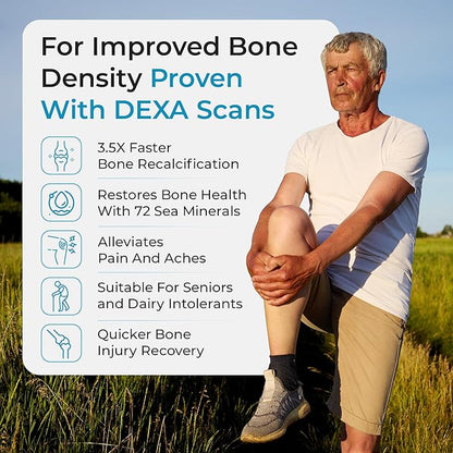 Marine Calcium Bone Density Supplement, 3.5X Absorbable Pearl Calcium & Icelandic Marine Algae, with Magnesium, Vitamin D3 K2 & More, Organic, Holistic Alternative, Astronaut Endorsed - 30 Days Supply