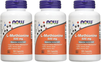 Now Foods L-Methionine 500 mg 100 Caps 3 Pack