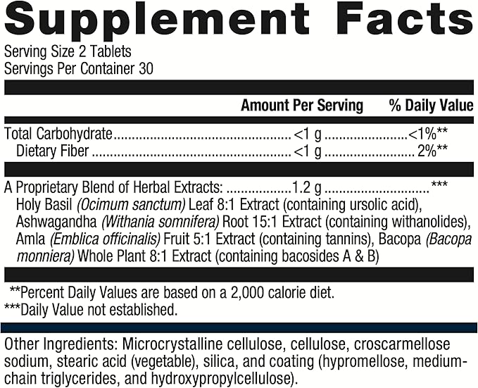 Metagenics Exhilarin - Energy & Stress Tolerance Support* - with Ashwagandha, Holy Basil, Amla & Bacopa - Designed in Style of Ayurvedic Medicine - 60 Tablets