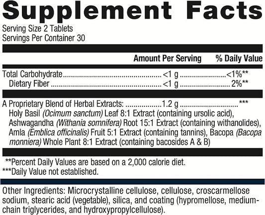 Metagenics Exhilarin - Energy & Stress Tolerance Support* - with Ashwagandha, Holy Basil, Amla & Bacopa - Designed in Style of Ayurvedic Medicine - 60 Tablets