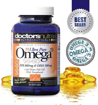 Natural Wild Caught Fish Oil Maximum 3 DPA-EPA-DHA 2,900 Milligram 90 Burp-Less