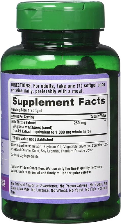 Puritan's Pride Milk Thistle 4:1 Extract 1000 Mg 180 Count 2)